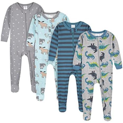 Gerber Baby Boys' 4-Pack Footed Pajamas