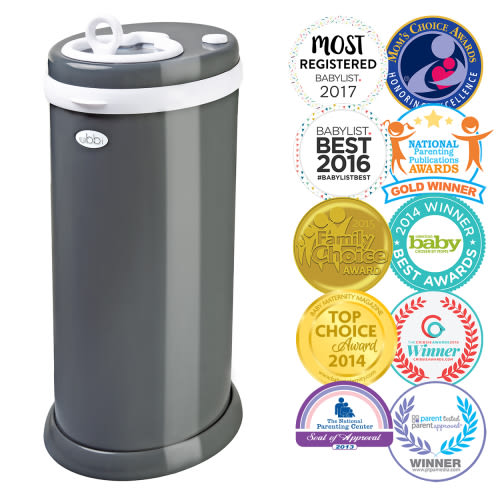 Free Shipping! Ubbi Steel Diaper Pail, Odor Locking, No Special Bag Required, Award-Winning, Registry Must-Have, Slate