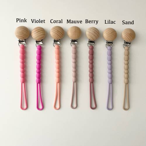 Personalized Wooden Engraved Silicone Pacifier Clip, Baby Shower Gift