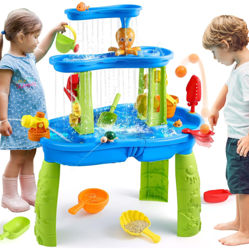JoyStone 3-Tier Kids Sand Water Table, Outdoor Sensory Play Table Toy, 28.66" Tall, Summer Gift for Toddlers & Kids