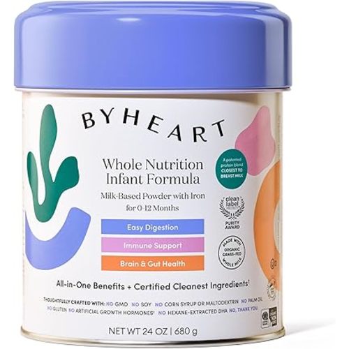 ByHeart Whole Nutrition Infant Formula Powder for Infants 0-12 Months, Made With Organic Grass-Fed Whole Milk, Clean Label Project Certified, Closest-to-Breast Milk Baby Formula Patented Protein Blend (24 Ounce (Pack of 1))