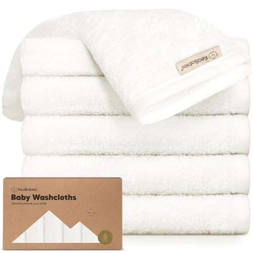 6-Pack Baby Washcloths - Soft Viscose Derived from Bamboo Washcloth, Baby Wash Cloths, Baby Wash Cloth for Newborn, Kids, Bath Baby Towels, Face Towel, Face Cloths for Washing Face(White)