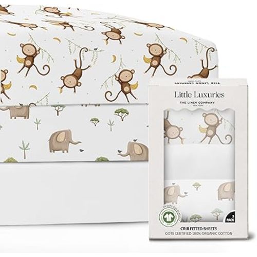 100% Organic Cotton Crib Sheets (3-Pack) - GOTS Certified - Breathable Organic Crib Sheets - Double-Elastic for Secure Fit, Extra Protection for Your Baby - Gender-Neutral Sheet (28"x55")/ 140 x 70cm