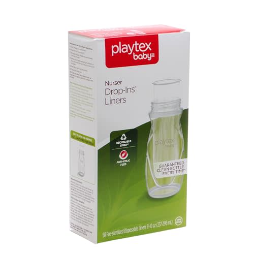 Playtex Baby Nurser Pre-Sterilized Disposable Drop-Ins Bottle Liners, Closer to Breastfeeding, 8 Oz, 50 Count
