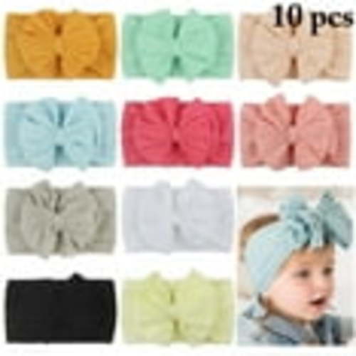 Peaoy 10PCS Baby Headbands Soft Nylon Head Wrap Stretchy Bow Hairbands for Girls Toddlers