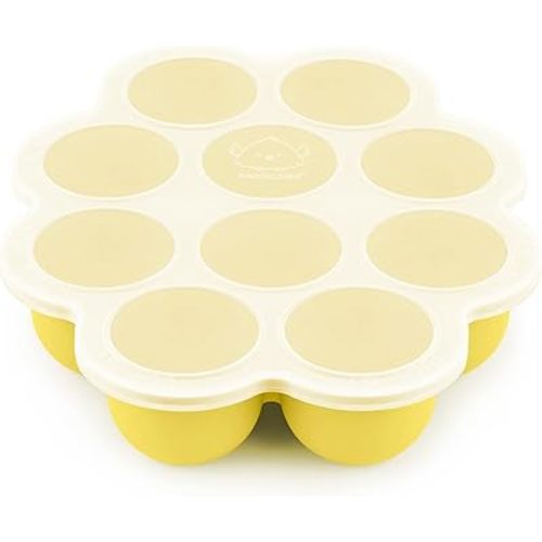 KeaBabies Silicone Baby Food Freezer Tray with Clip-on Lid - 2oz x 10 Pods Baby Food Freezer Molds, Breast Milk Freezer Tray, Dishwasher, Microwave, BPA-Free Baby Food Storage Tray (Sunshine)