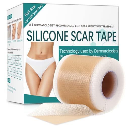 Silicone Scar Sheets, Silicone Scar Tape(1.6” x 120” Roll-3M), Reusable Scar Removal Strips, Professional Scar Sheets for Surgical scars, Keloid, C-Section, Burn, Acne et