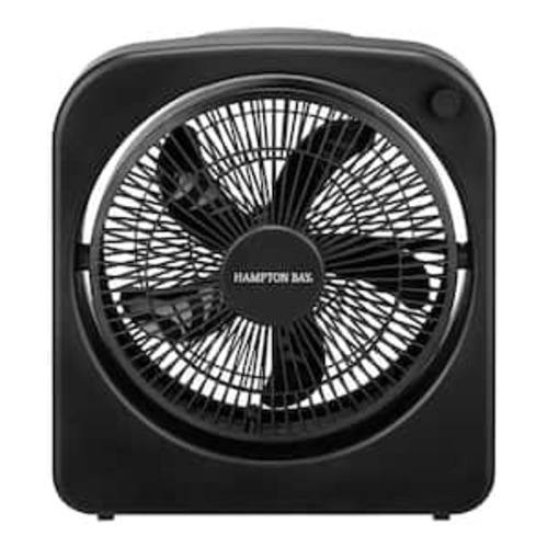 9 in. Rechargeable Indoor/Outdoor Personal Box Fan in Black with adjustable head