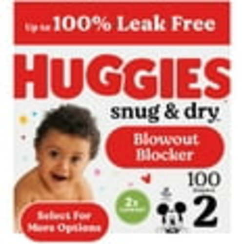 Huggies Snug & Dry Baby Diapers, Size 2 (12-18 lbs), 100 Ct (Select for More)