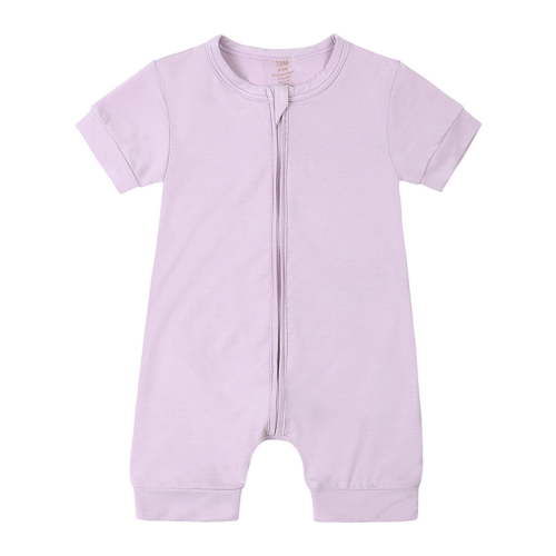 JAKANYQ Infant Baby Girls Boys Rompers Pajamas Zipper Short Sleeve Sleepwear Jumpsuit Onesie Light Purple 12-18 Months
