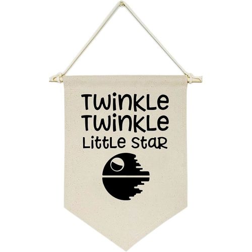 Twinkle Twinkle Little Star - Canvas Hanging Flag Banner Wall Sign Decor Gift for Baby Kids Boy Nursery Teen Room Front Door - Star Wars Quotes