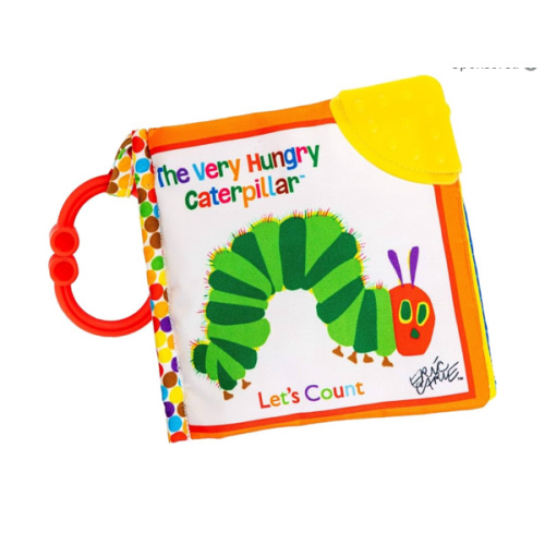 Let's Count Soft Book - World of Eric Carle the Very Hungry Caterpillar Baby on the Go Clip Teething Crinkle Soft Sensory Book for Babies, 5.25x5.25 Inch