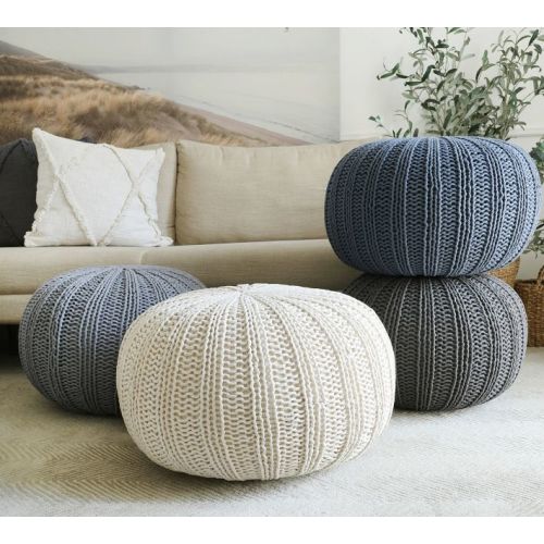Handknit Cotton Sweater Pouf