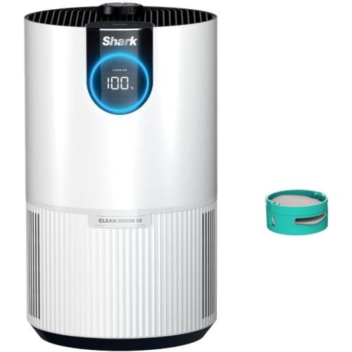 Shark HP132 Clean Sense Air Purifier with Odor Neutralizer Technology, HEPA Filter, 500 sq. ft., Small Room, Bedroom, Office, Captures 99.98% of Particles, Dust, Smoke & Allergens, Portable, White