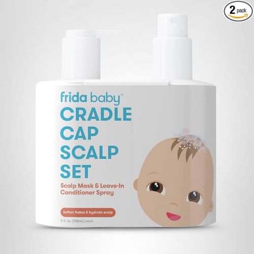 Frida Baby Cradle Cap Treatment, Cradle Cap Shampoo for Babies + Flake Fixer Scalp Spray, Cradle Cap Kit Soothes Baby's Scalp, Prevents Dryness and Flakes
