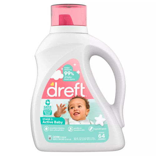 Dreft Stage 2: Active Baby Liquid Laundry Detergent, 92 oz