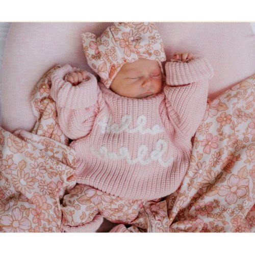 Blossom Bundle Going Home Outfit / Swaddle and topknot set