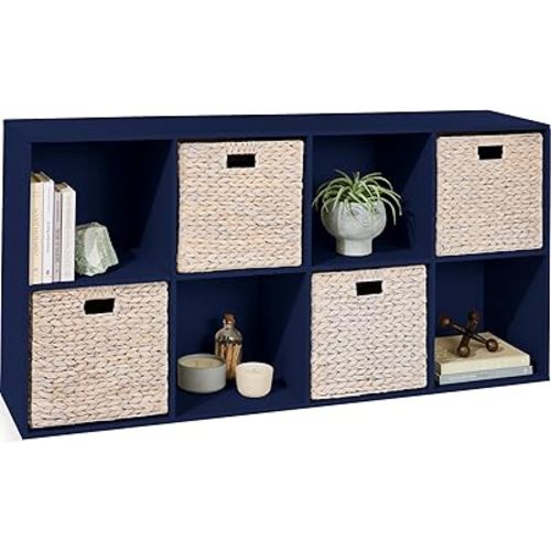 Best Choice Products 8-Cube Storage Organizer, 11in Shelf Opening, Bookcase, Display Shelf, Customizable w/ 3 Removable Back Panels – Navy
