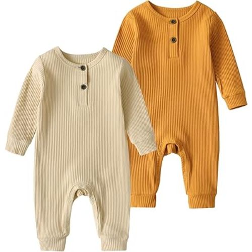 Baby Boy Girl 2 Pack Solid Romper Short/Long Sleeve One Piece Jumpsuits Clothes Sets