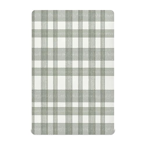 Caikeny Fitted Crib Sheet for Boys Girls Sage Green Plaid Baby Crib Sheets Bassinet Sheets Crib Mattress Bed Sheets for Toddler Newborn Infant 52 X 28 in