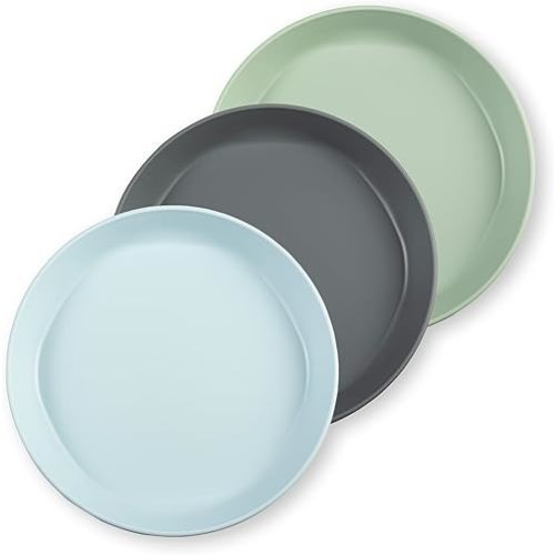 Tiny Twinkle Tableware 3 Pack Dish Set- BPA-Free Cups, Plates and Bowls Sets For Kids and Toddlers - Polypropylene Plastic Dinnerware Set (Sage, Charcoal, IceBlue) Plate