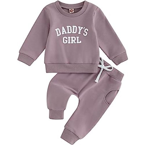 Toddler Baby Girl Clothes Daddys Girl Long Sleeve Pullover Sweatshirt Stretch Jogger Pants Infant Fall Winter Outfit