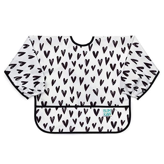 Sleeved Bib - Black hearts