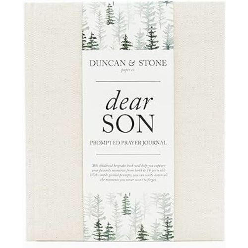Dear Son: Prompted Baby Memory Book (Cream, 230 Pages) by Duncan & Stone - Milestone Baby Book Keepsake for 18 Years - Guided Journal - Guided Kids Journal with Prompts