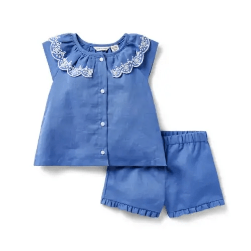 Baby Eyelet Collared Matching Set