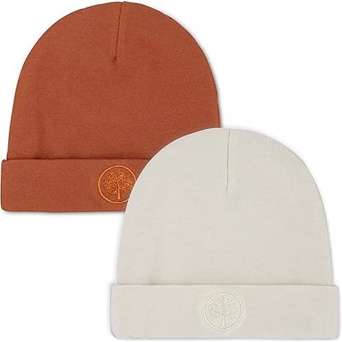 Parker Baby Beanie Hat Set 2-Pack | 100% Cotton Jersey | Double-Layered & Comfortable Fit for 0-3 Months | Neutral Colors