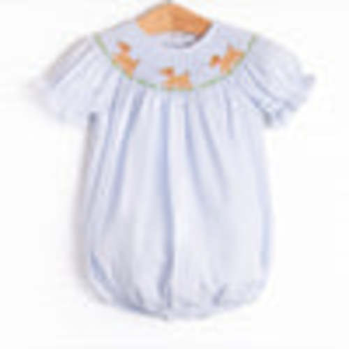 Walk and Wag Smocked Girl Bubble, Blue – Stitchy Fish