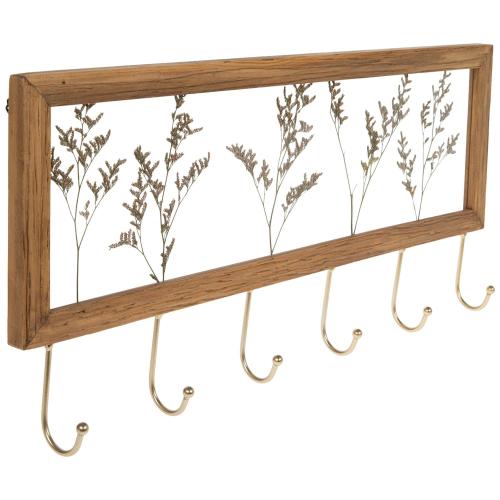 Dried Grass Framed Wall Decor With Hooks