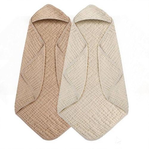 Hooded Baby Bath Towels, 2 Pack Baby Towels with Hood for Newborn, Upgrade High Density 100% Muslin Cotton Baby Towel, Ultra Soft, Highly Absorbent for Infants, Toddlers, Newborn Essential, 32” x 32”