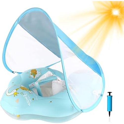 Baby Pool Float with Canopy,Infant Swim Float Pool Float with Safety Seat,Baby Swimming Float Water Float & Floatie Toddler Floats for Pool 3-36 Months with UPF50+ Sun Canopy Balance Ball