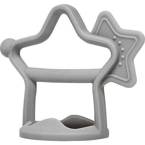 Star Teether - 100% Silicone, Wearable Type, Baby Chew Toy, Baby Gift for Newborn, Roly Poly Toy, Silicone Teething Toys for Infant and Toddler, Bracelet Type, Pack of 1 (Titan Gray)