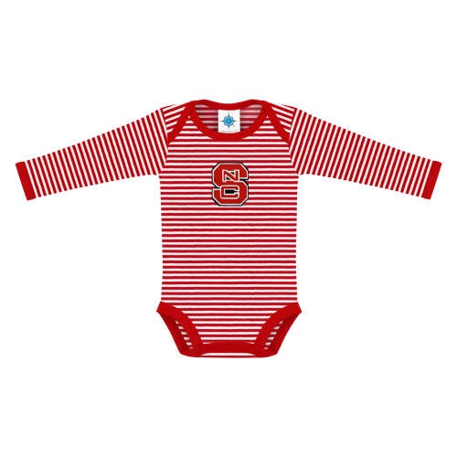 NC State Wolfpack Stripe Long Sleeve Bodysuit | College Baby