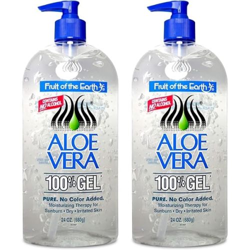 Fruit Of The Earth 100% Aloe Vera 24oz Gel Pump (2 Pack)