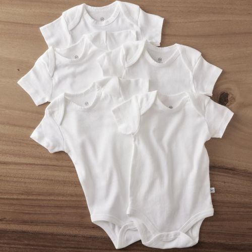 5-Pack Organic Cotton Short Sleeve Bodysuits Bright White 3-6m
