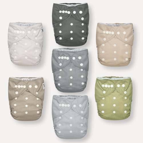 Nora's Nursery Cloth Pocket Diapers (7 Pack) - Sand and Stone