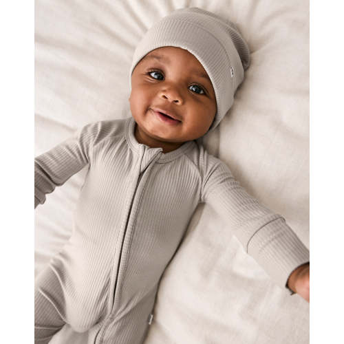 Dove Gray Ribbed Zippy – Little Sleepies