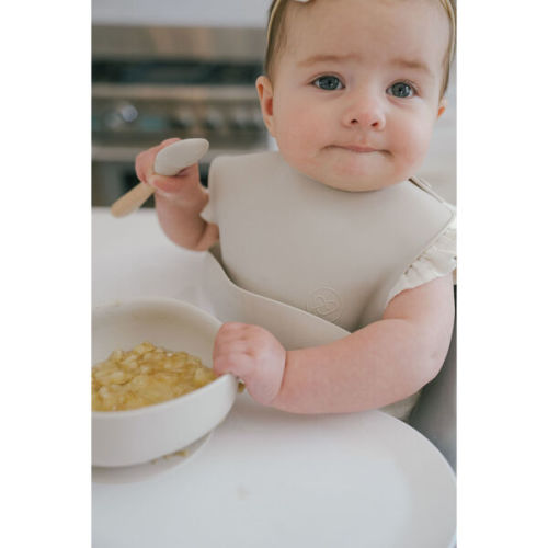 Silicone Catch-All Pocket Bib, Mushroom - Paperclip | Maisonette