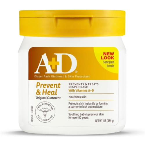 A+D Original Diaper Rash Ointment, Prevents & Protects Diaper Rash, Moisturizes & Heals Dry Skin With Vitamins A&D, 16oz Jar