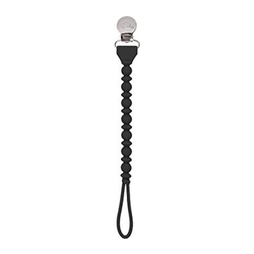 Itzy Ritzy Silicone Pacifier Clip; 100% Food Grade Silicone Pacifier Strap with Clip Keeps Pacifiers, Teethers & Small Toys in Place; Features One-Piece Design & Silicone Cord (Midnight)