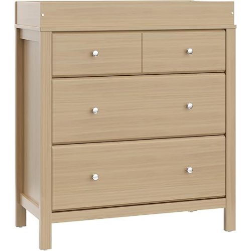 Storkcraft Horizon 3 Drawer Chest with Changing Topper (Driftwood) – GREENGUARD Gold Certified, Nursery Dresser Drawer Organizer