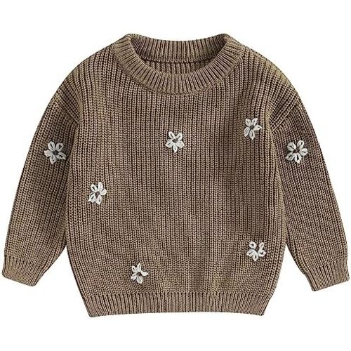 Mubineo Baby Girl Winter Clothes Cute Flower Sweater Crewneck Pullover Long Sleeve Knit Newborn Infant Sweaters