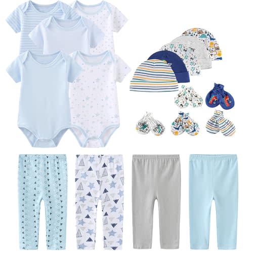 Kiddiezoom Unisex Baby Layette Essentials Giftset Clothing Set 19-Piece For Newborn Baby