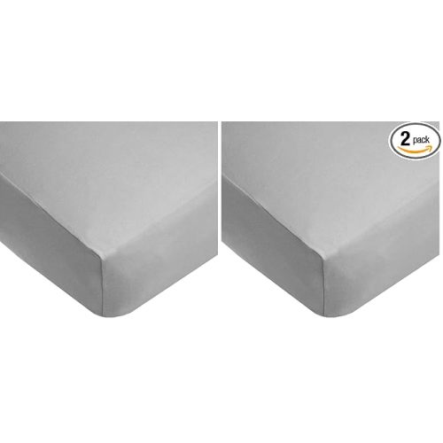 American Baby Company Supreme 100% Natural Cotton Fitted Crib Sheet 52" x 28", Enhanced Thickness for Soft, Breathable & Hypoallergenic Jersey Comfort, Gray, Neutral for Boys & Girls (Pack of 2)