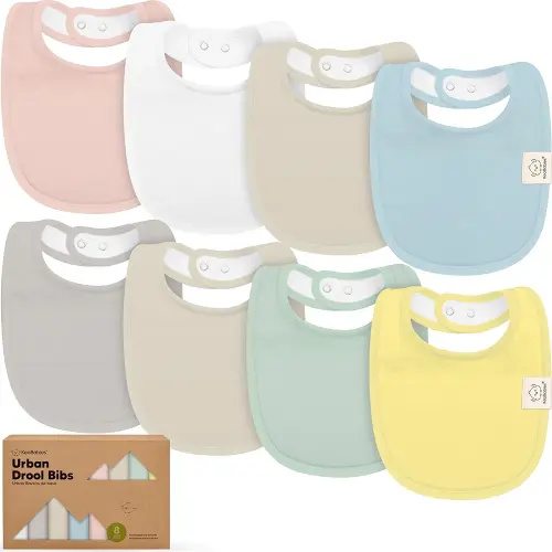 8-Pack Organic Baby Bibs for Boys, Girls - Soft Cotton Drooling and Teething Bibs for Baby Girl & Boy, Extra Absorbent, Easy To Clean & Put On for Toddler, Newborn, Infant 0-24 Months (Dawn)
