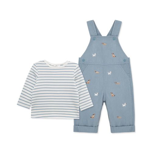 Little Me Essentials for Baby Girls and Boys Woven Jumpers and Coverall Overalls Set, Newborn to 24 Months