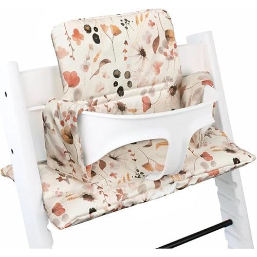 UKJE | Tripp Trapp Cushion | Compatible with Stokke Tripp Trapp | Coated & Washable at 86F | from Amsterdam - Made in EU | Thick Cushion | Cojin | Tripp Trapp Chair Accessories | Wild Flowers